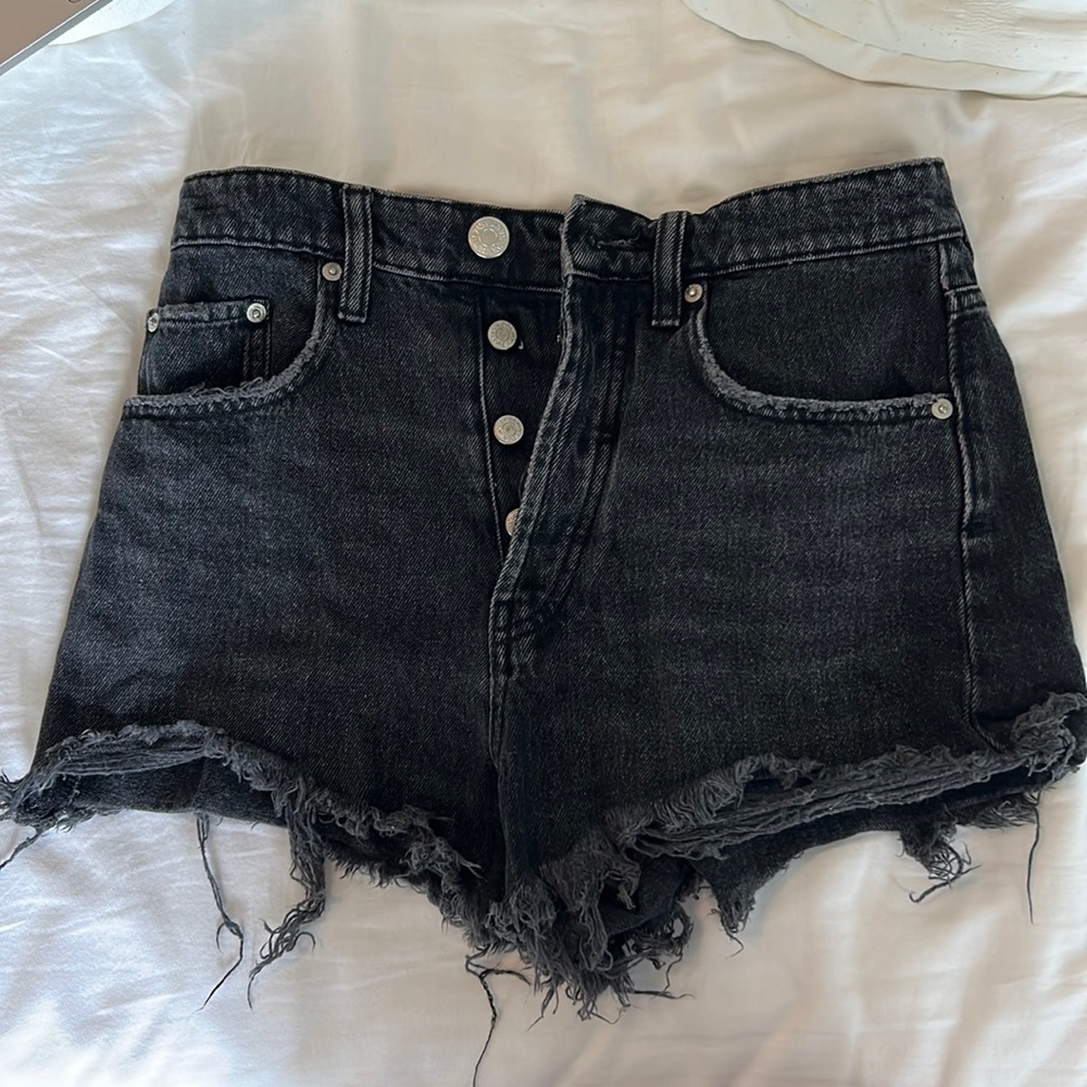 Zara High Rise Black Denim Shorts